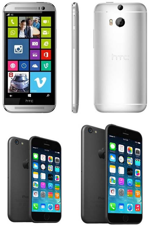 HTC One (M8) For Windows и оба варианта iPhone 6