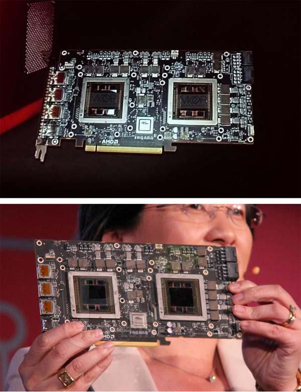 На фото устройство на базе двух GPU Fiji от AMD