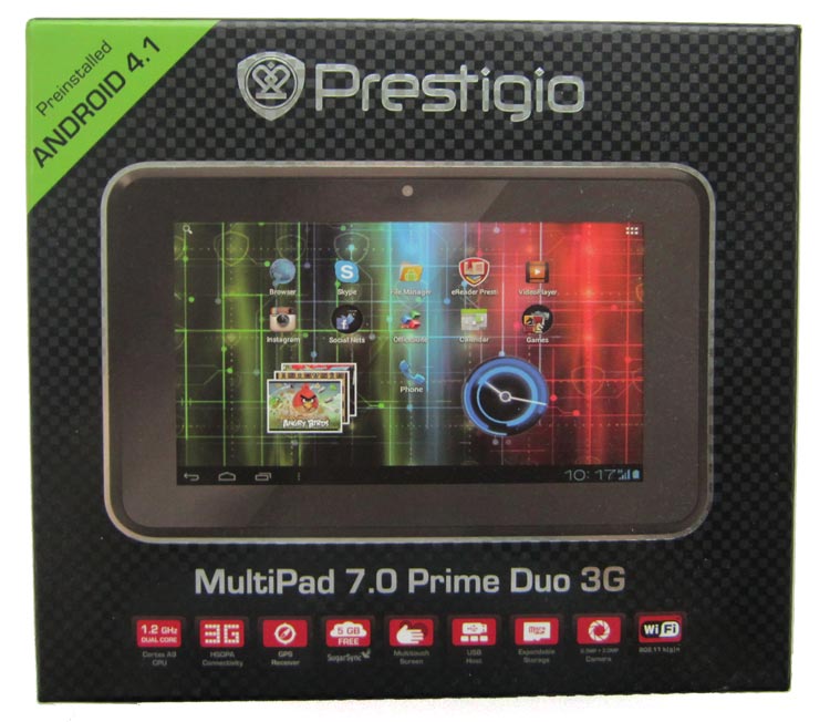 Фронтальная часть коробки планшета Prestigio MultiPad 7.0 Prime Duo 3G