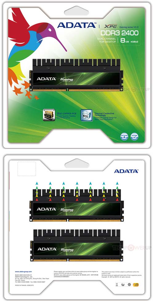 ADATA представила оперативную память XPG Gaming v2.0 Series DDR3