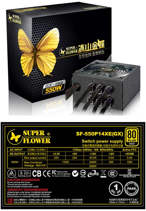 Блок питания Super Flower GX550 и его спецификации