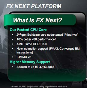 Старый слайд, рассказывающий о процессорах FX второго поколения