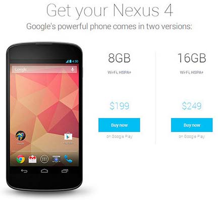 Google Nexus 4 теперь куда доступнее!