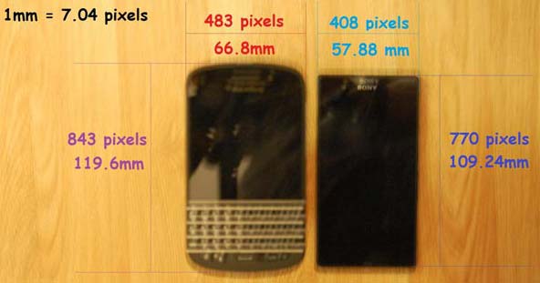 На фото - Sony Honami Mini и Blackberry Q10