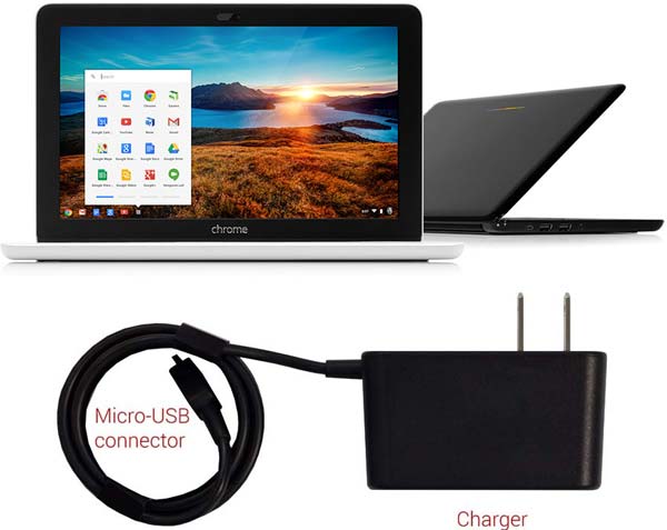 Chromebook 11 от HP и его зарядное устройство