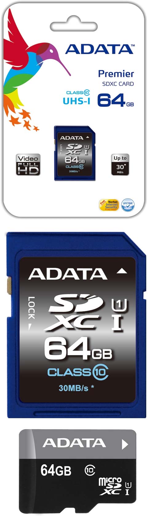 Фотографий новый карточек памяти серии Premier UHS-I от ADATA