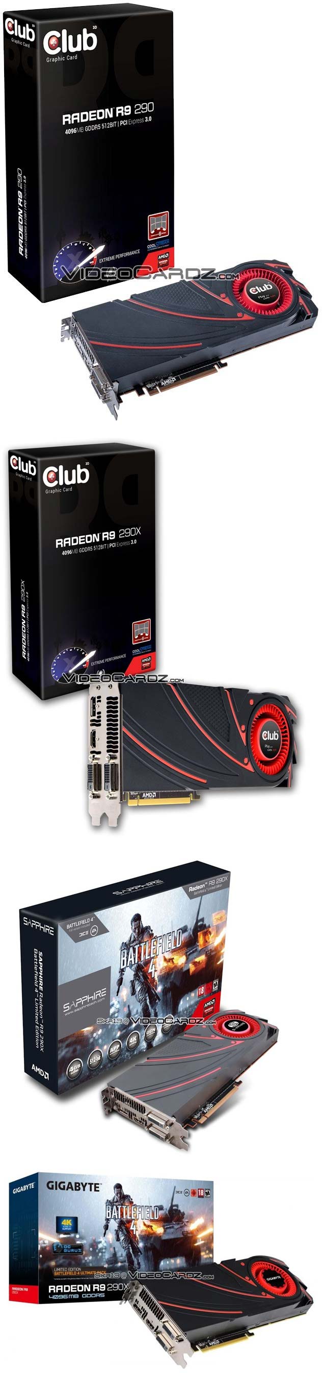 Небольшое разнообразие видеокарт Radeon R9 290X и R9 290