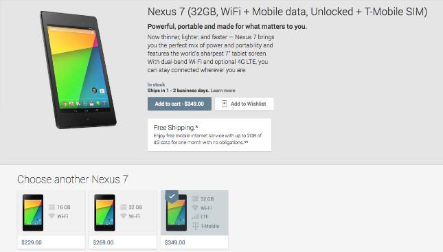 32ГБ вариант нового Nexus 7 продаётся!