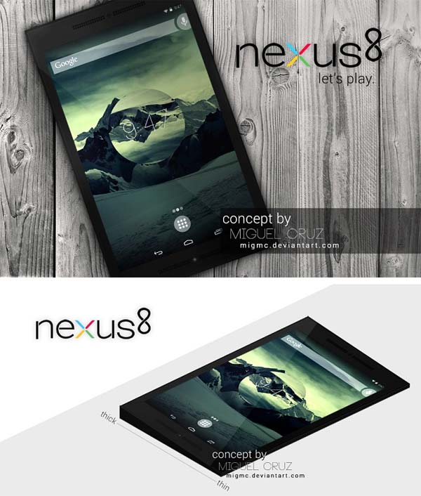 На фото показан концепт планшета Google Nexus 8