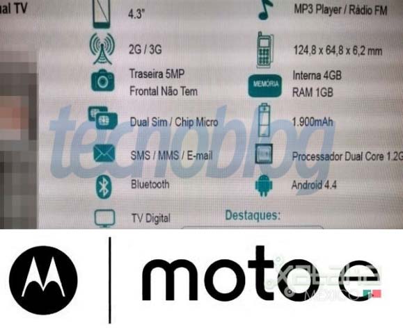 Некоторые данные, рассказывающие о Motorola Moto E 