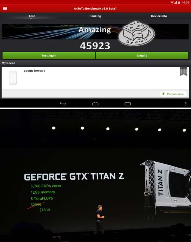 Nexus 9 в AnTuTu, а новый ценник GeForce GTX TITAN-Z