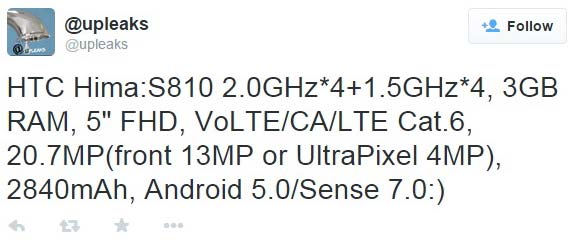 Сведения о смартфоне HTC Hima