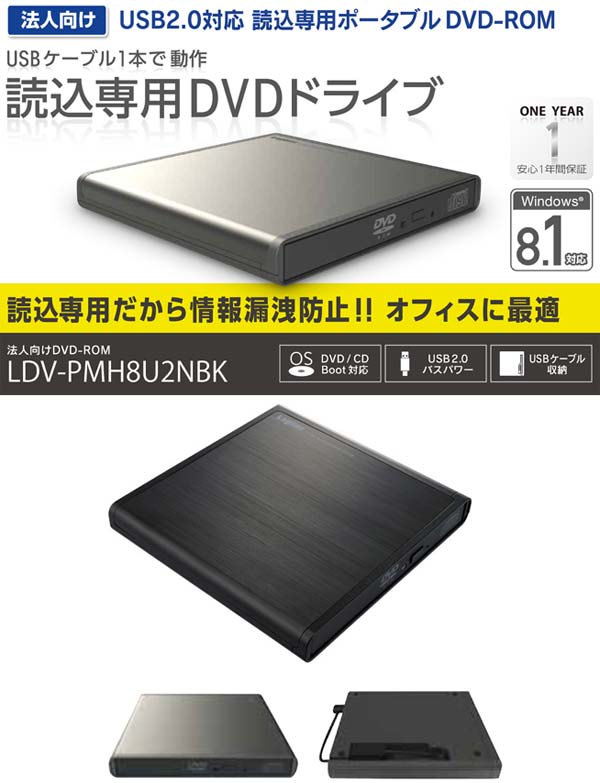 Переносной DVD-привод Logitec LDV-PMH8U2NBK