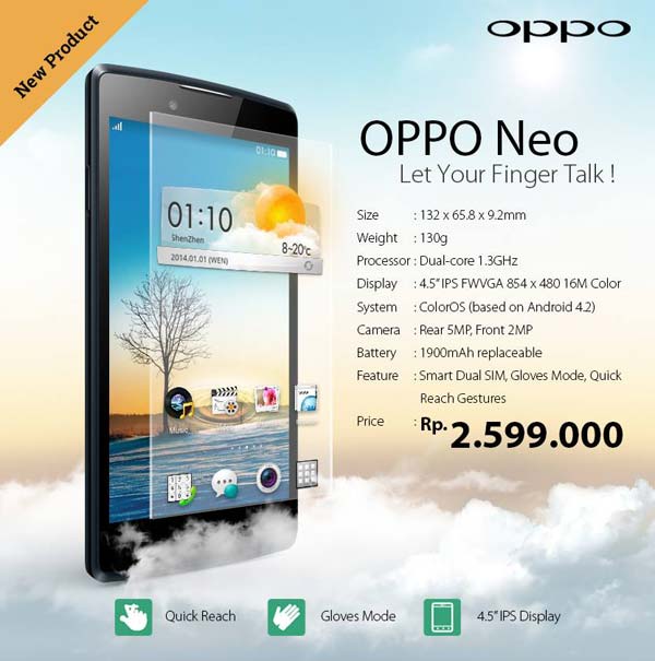 Фото аппарата Oppo Neo и его спецификации