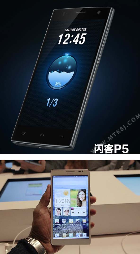 На фото аппараты Eton P5 и Huawei Ascend Mate 3