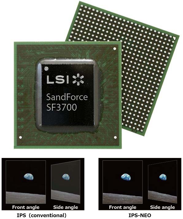 На фото чип SandForce SF3700 и дисплей IPS-NEO от JDI