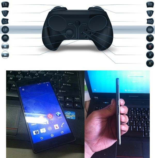 На фото Valve Steam Controller и Sony Xperia Z3