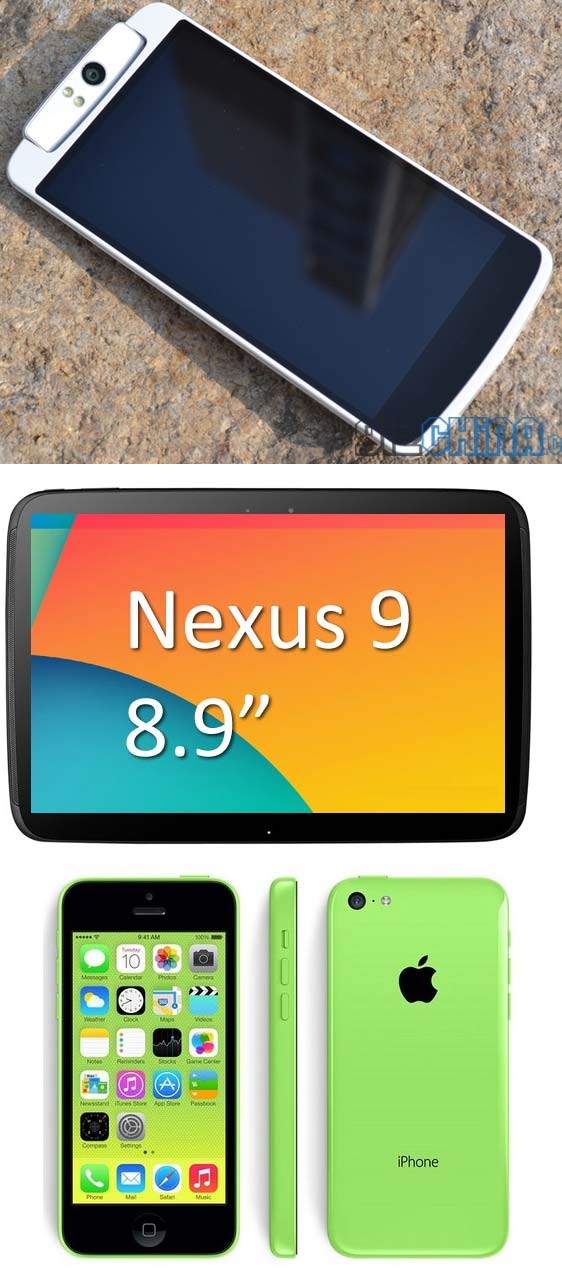 Фотографии аппаратов Oppo N1 Mini, Google Nexus 8.9 и iPhone 5C