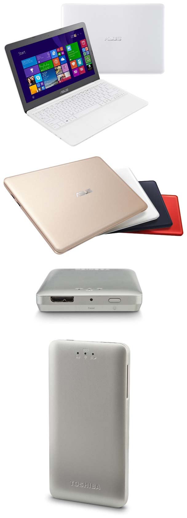 Устройства ASUS EeeBook X205 и Toshiba Canvio AeroMobile wireless SSD