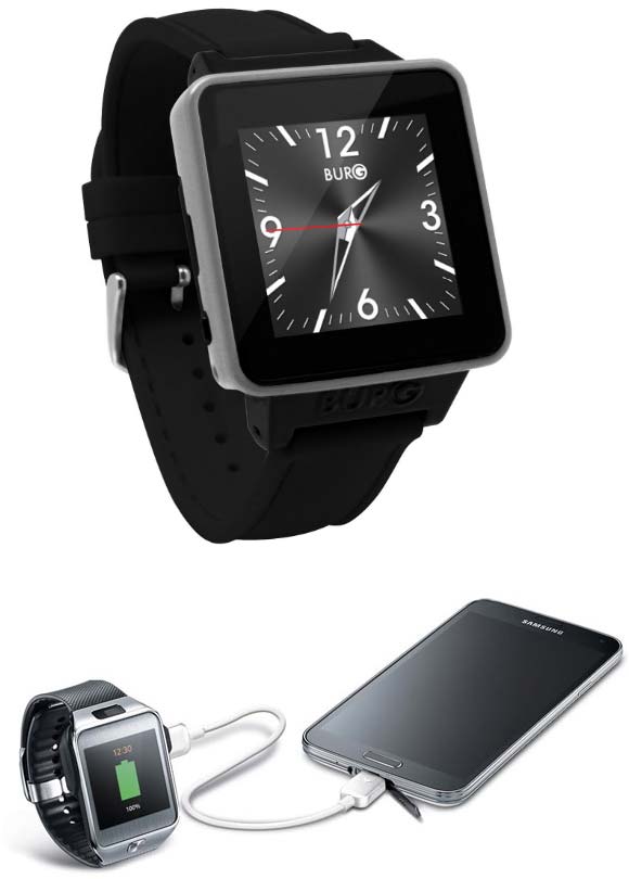 На фото умные часы Burg 16A и Power Sharing Cable от Samsung