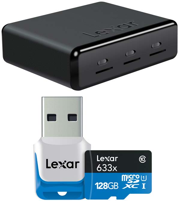 Lexar показывает картридер Professional Workflow UR1 и 128ГБ карту памяти microSDXC UHS-I