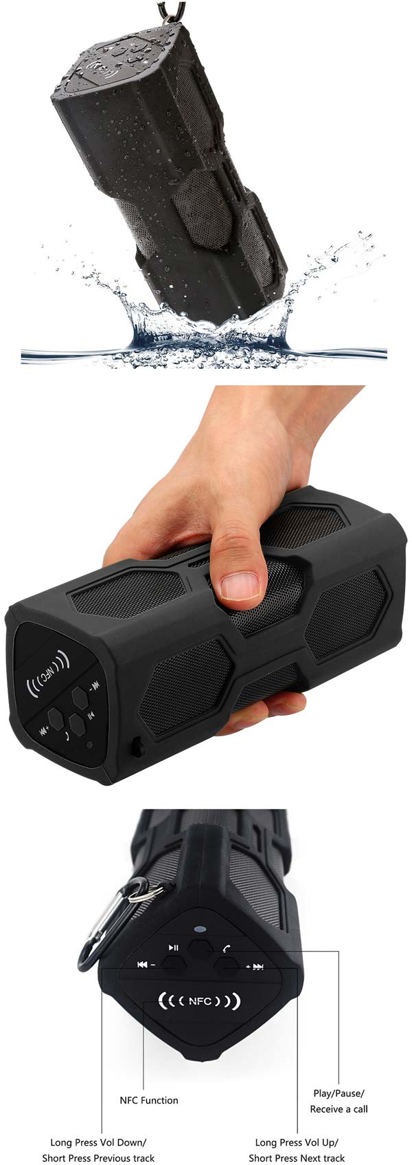 На фото показана водонепроницаемая Bluetooth 4.0 колонка Panther