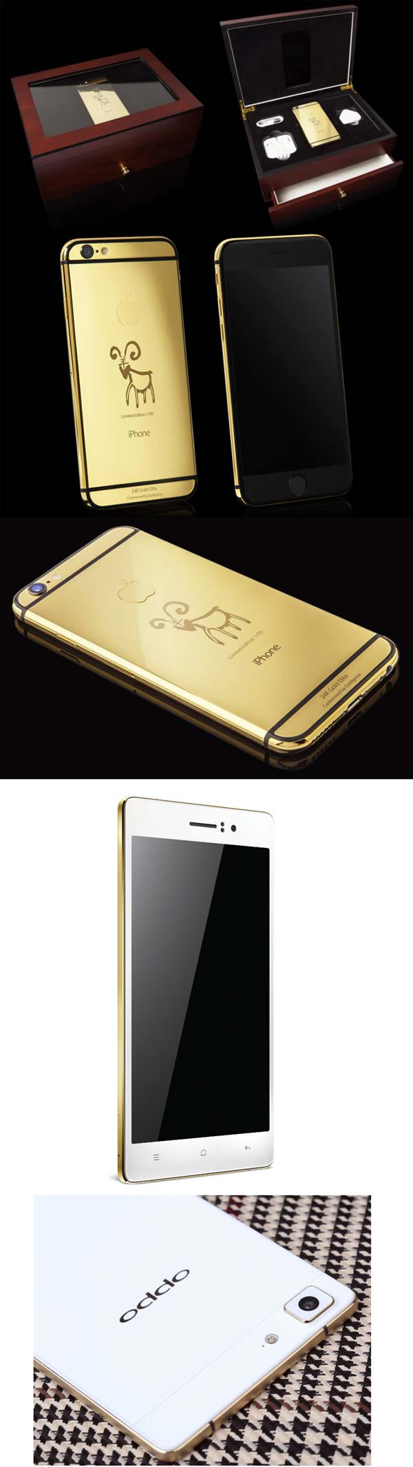 Золотой iPhone и позолоченный Oppo R5