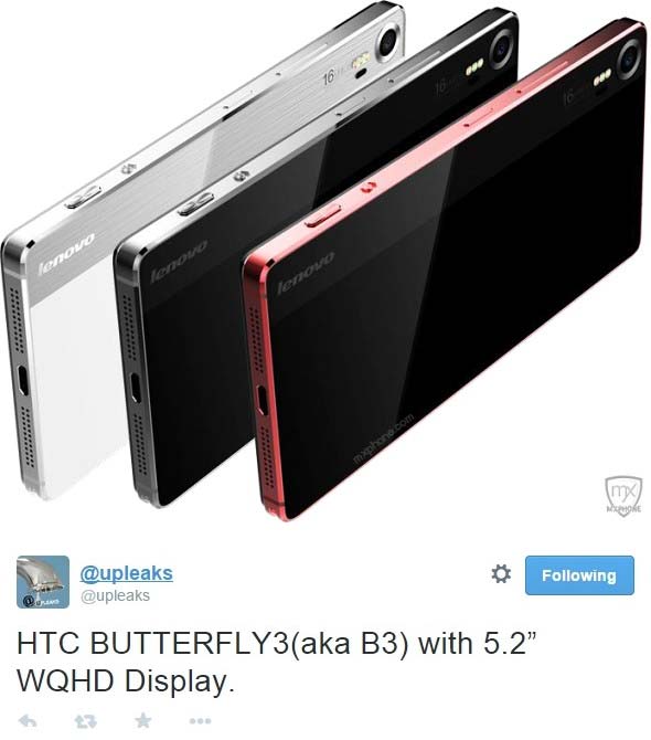 На фото устройство Lenovo Vibe Shot и сведения о HTC Butterfly 3