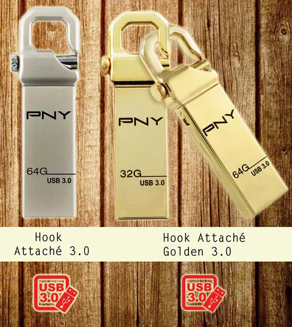 Флешки Gold Hook Attache 3.0 и Hook Attache 3.0 от PNY