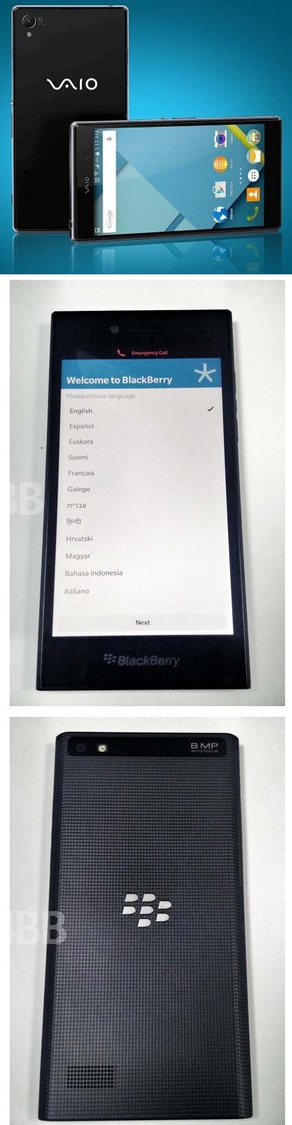Смартфон от VAIO и аппарат BlackBerry Leap