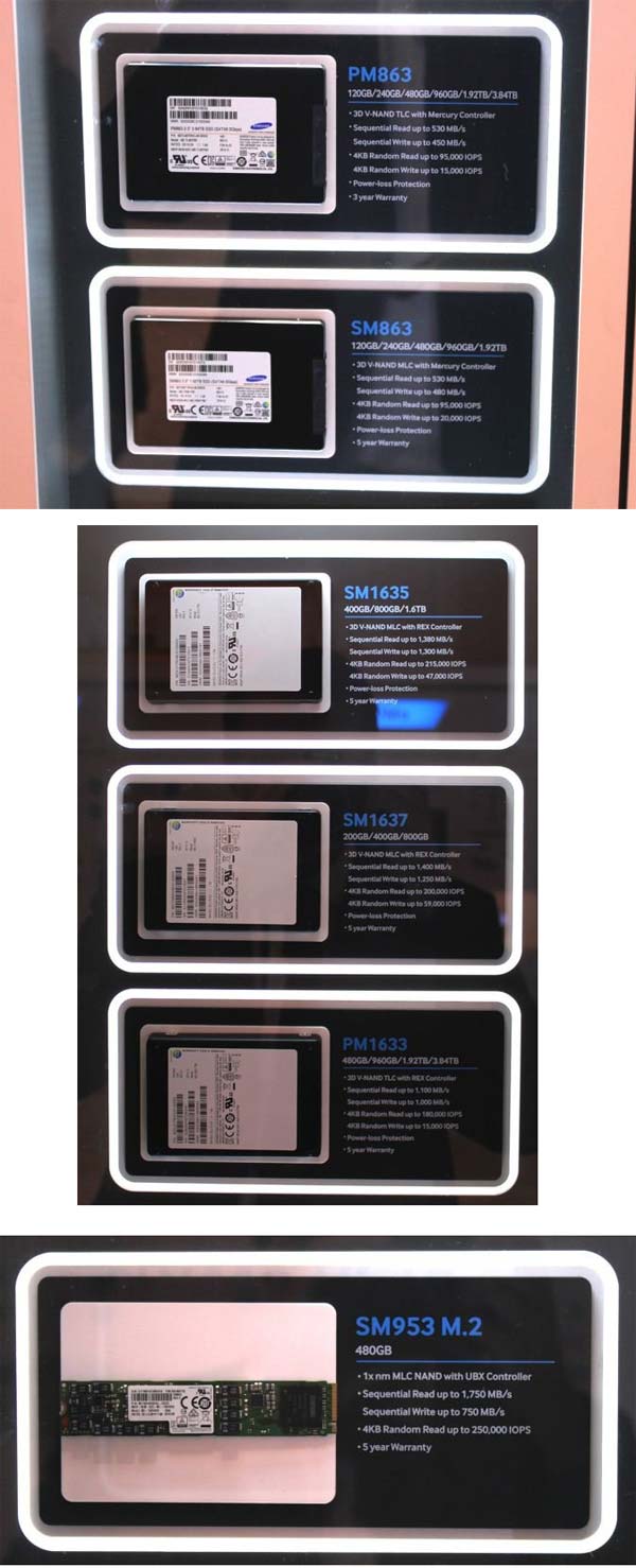 На фото накопители Samsung PM863 и PM1633, помимо прочих
