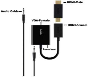 На фото адаптер-переходник Belkin Universal HDMI to VGA Adapter with Audio