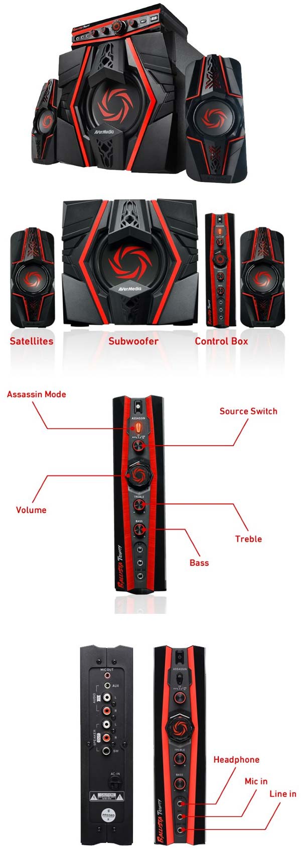 На фото аудиосистема AVerMedia Ballista Trinity