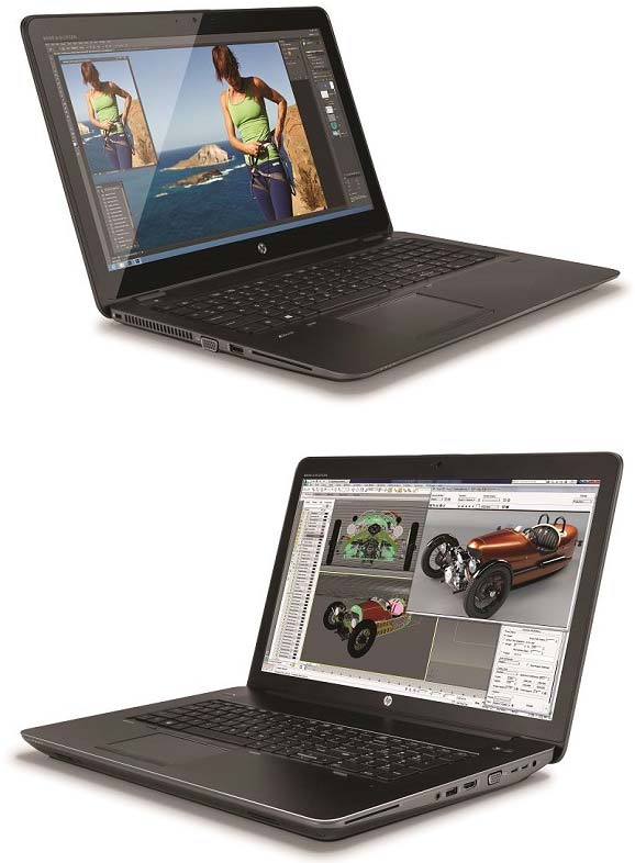 На фото показаны ноутбуки HP ZBook 15U, ZBook 15 и ZBook 17