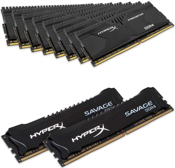 На фото оперативная память HyperX Savage и HyperX Predator DDR4 от Kingston