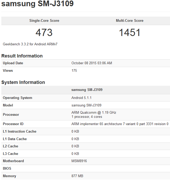 Данные о Samsung Galaxy J3, скриншот 2