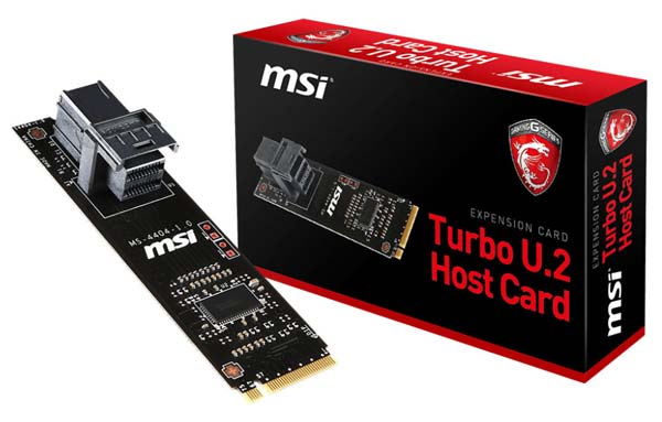 На фото показана новинка от MSI - Turbo U.2 Host Card