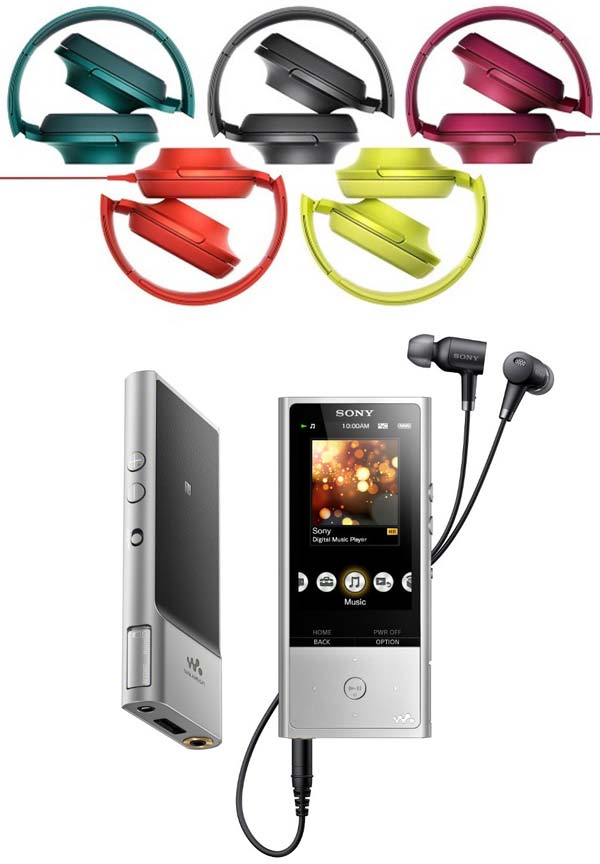 На фото наушники Sony H.ear On и музыкальные плееры Walkman NW-A25HN и NW-A27HN