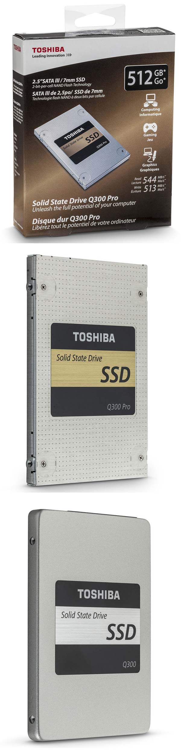 На фото твердотельные накопители Q300 и Q300 Pro от Toshiba