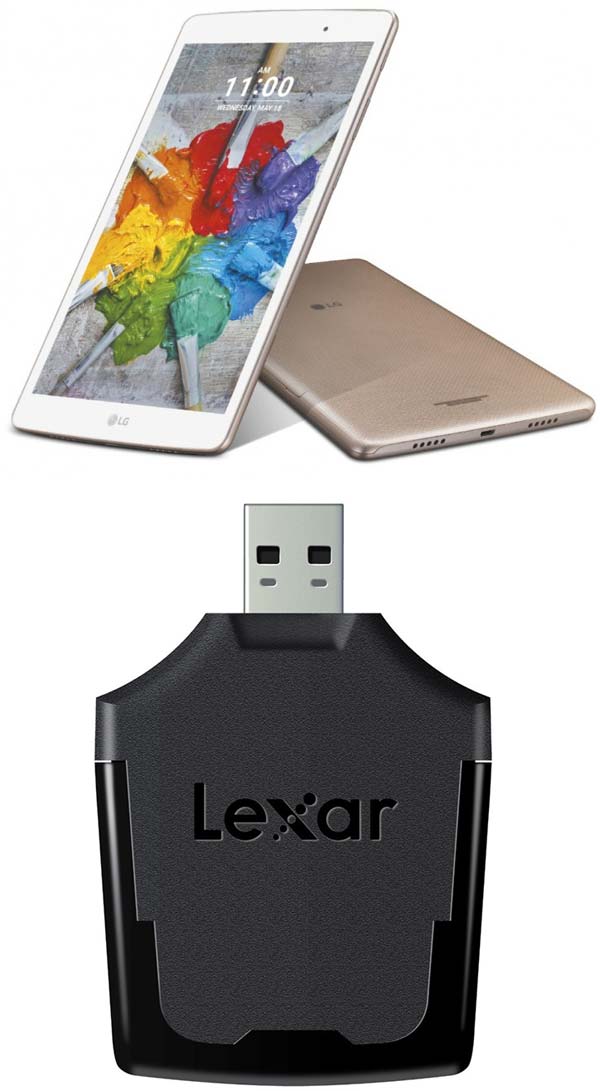 На фото устройства LG G Pad X 8.0 и Lexar XQD 2.0 USB 3.0 Reader
