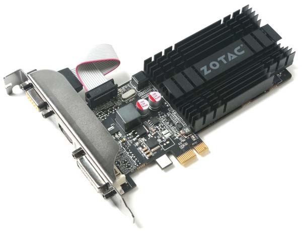 Видеокарта Zotac GeForce 710 с PCIe x1 интерфейсом подключения
