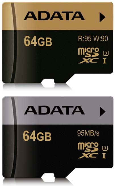 На фото накопители серий XPG и Premier Pro microSDHC/SDXC UHS-I U3 от ADATA