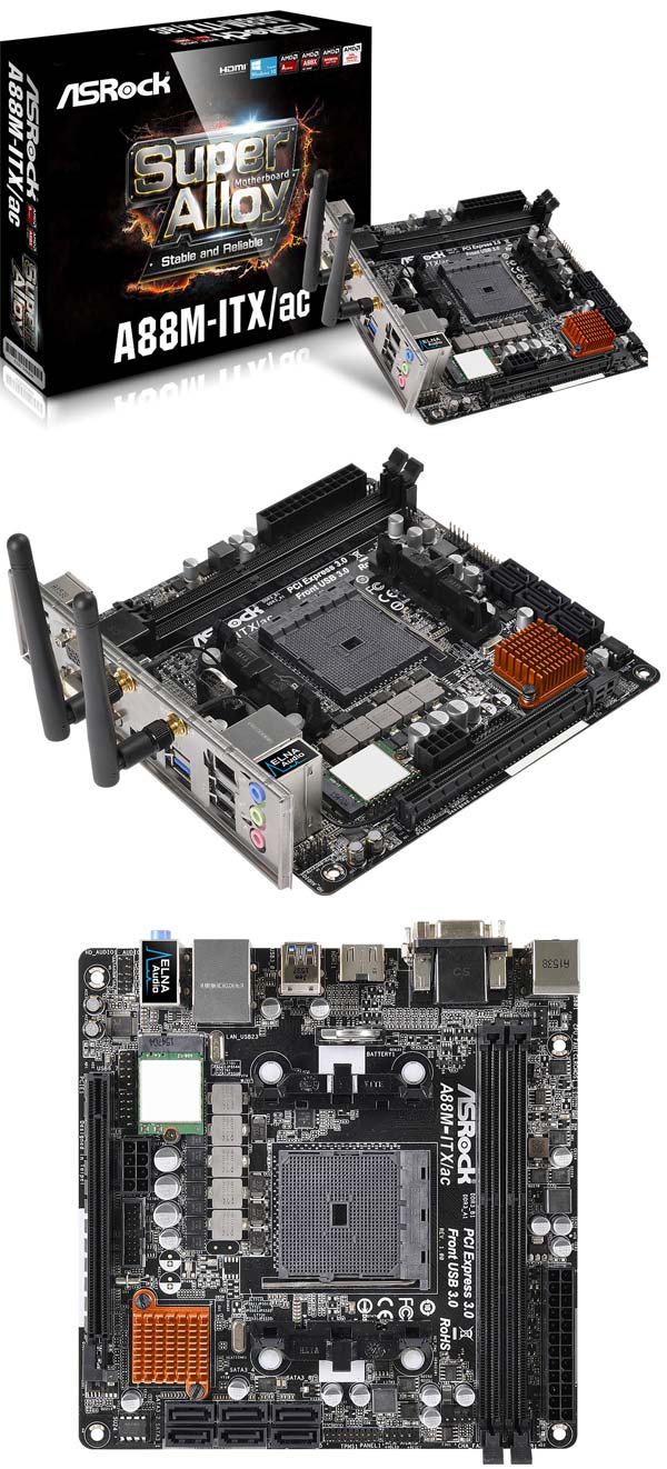 На фото можно рассмотреть ASRock A88M-ITXac