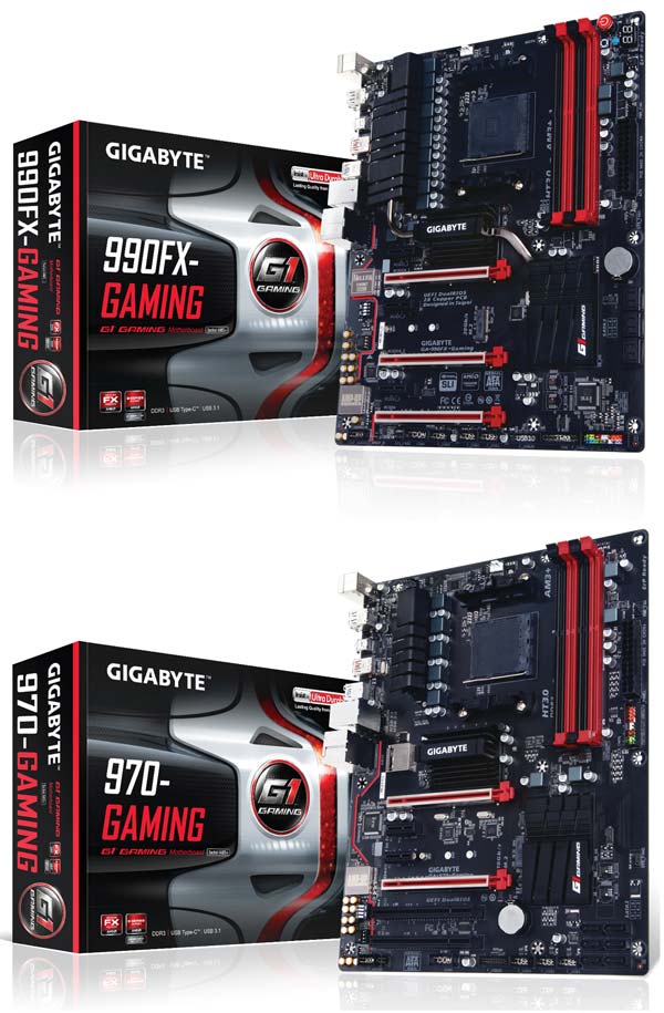 На фото платы Gigabyte GA-990FX-Gaming и GA-970-Gaming