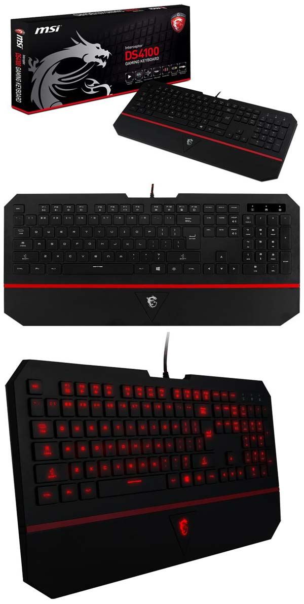 На фото можно увидеть клавиатуру MSI Interceptor DS4100