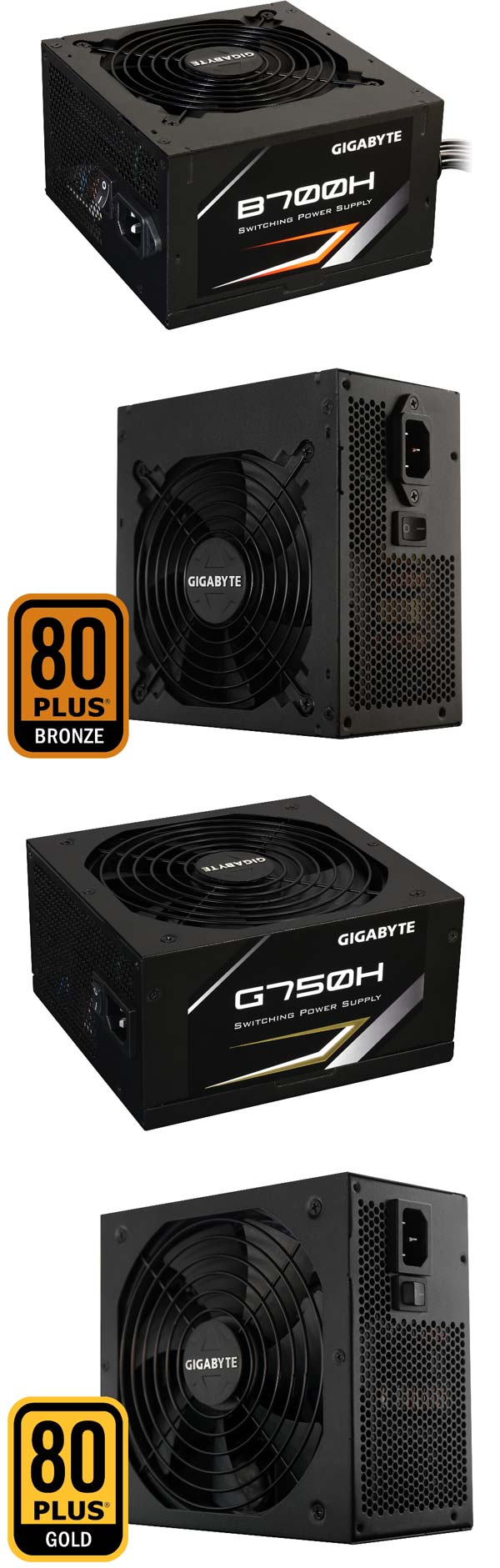 На фото показаны блоки питания Gigabyte B700H и G750H