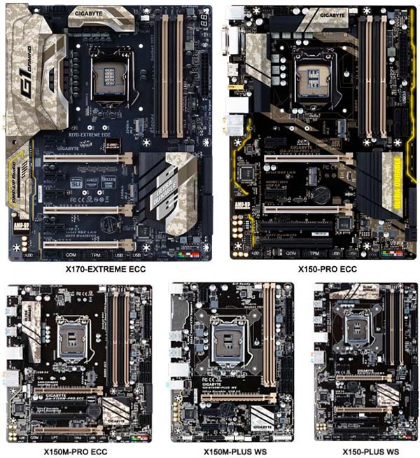 На фото платы от Gigabyte серий X170 и X150
