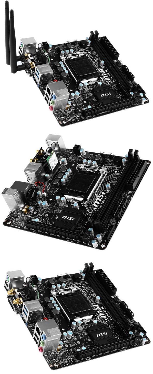 На фото можно увидеть материнскую плату MSI H170I PRO AC