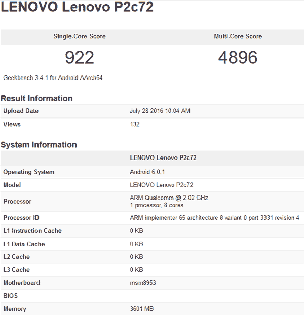 Это данные по Lenovo P2