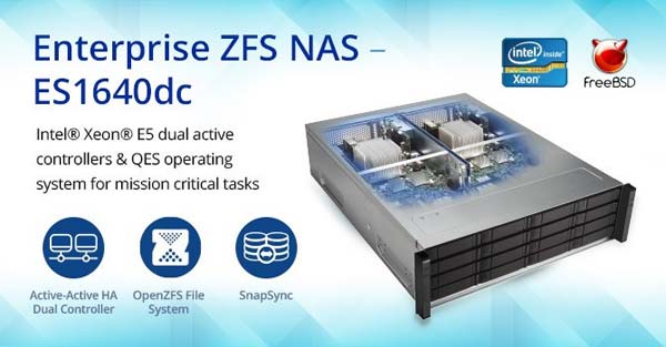 На фото можно увидеть Enterprise ZFS NAS ES1640dc от QNAP